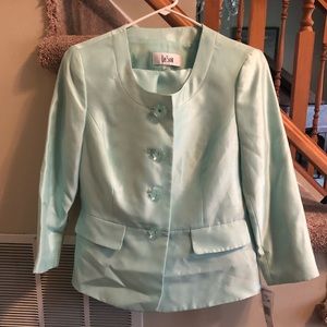 NWT Le Suit Hamptons Mint Skirt Suit 6